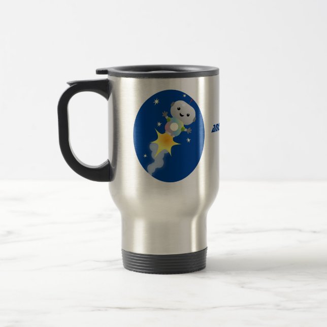 Caneca Térmica Robô bonito voando em ilustração de desenho animad (Esquerda)