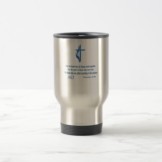 Caneca Térmica Romanos 8:28 Mercadorias cristãs (Centro)