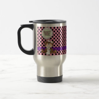 Caneca Térmica Rosa com Bolinhas Negras Urso de Teddy