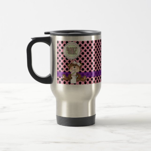 Caneca Térmica Rosa com Bolinhas Negras Urso de Teddy (Esquerda)