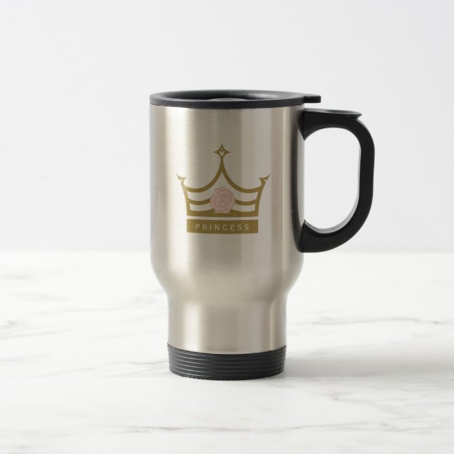 Caneca Térmica Rosa de Rosa claro e princesa Dourada (Direita)