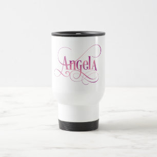 Caneca Térmica Rosa personalizado de Angela do roteiro de Swirly