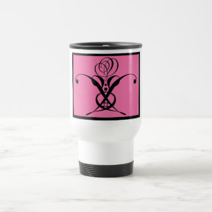 Caneca Térmica Rosa preto de arte rosa Deco