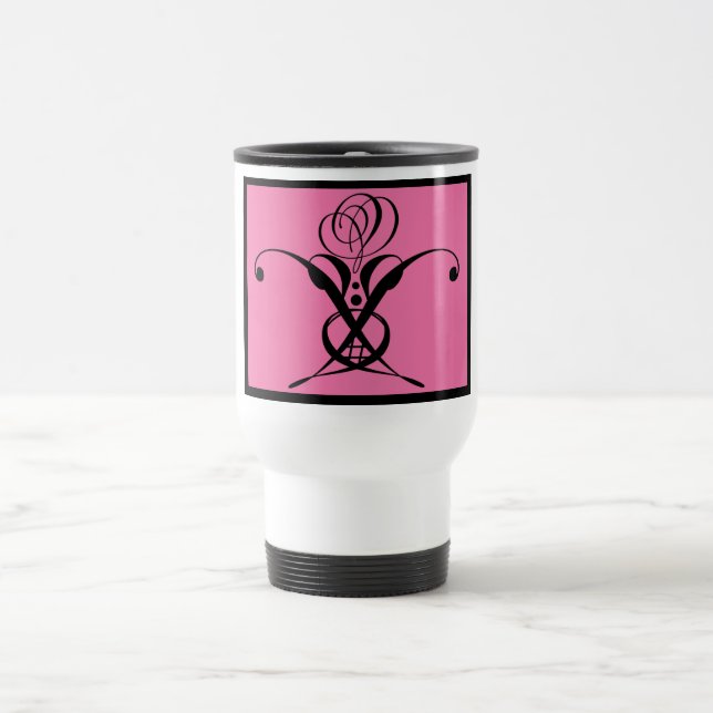 Caneca Térmica Rosa preto de arte rosa Deco (Centro)