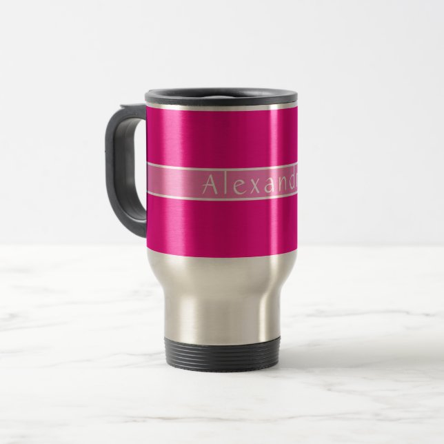 Caneca Térmica Rosa Quente Nome Personalizado (Frente Esquerda)