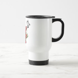 Caneca Térmica Rosa vermelha com borboleta e pássaro