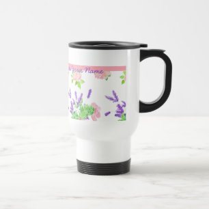 Caneca Térmica Rosas rosa nostálgicas e odores de Lavanda do Verã