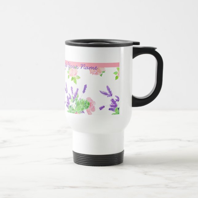 Caneca Térmica Rosas rosa nostálgicas e odores de Lavanda do Verã (Direita)