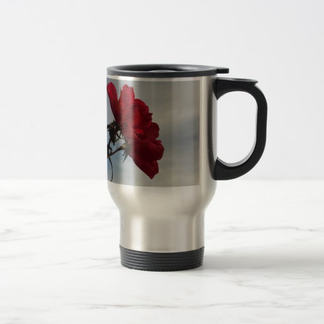Caneca Térmica Rosas vermelhas contra o céu azul brilhante (Direita)