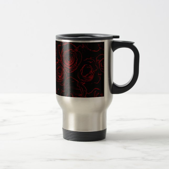 Caneca Térmica Rosas Vermelhas Fundo Preto (Direita)