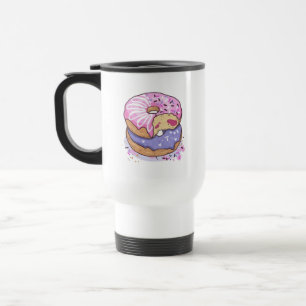 Caneca Térmica Rosquinhas Rosa E Roxo De Aquarelas Com Préguas