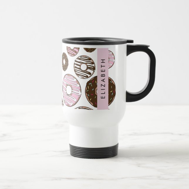 Caneca Térmica Rosquinhas Rosa, Rosquinhas Marrons, Espelhos, Seu (Direita)