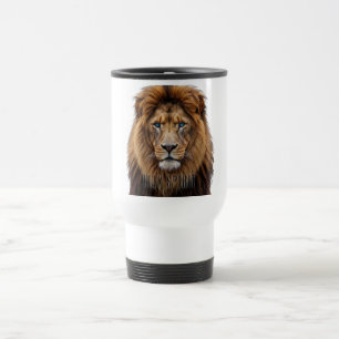 Caneca Térmica Rosto de Leão Majestoso com Olhos Azuis   Anima Fa