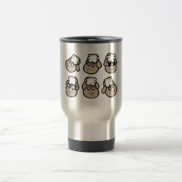 Caneca Térmica Rostos de Ovelhas Expressões Emoções Feliz Triste