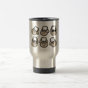 Caneca Térmica Rostos de Ovelhas Expressões Emoções Feliz Triste