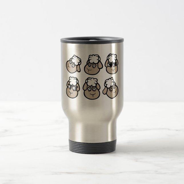 Caneca Térmica Rostos de Ovelhas Expressões Emoções Feliz Triste  (Centro)
