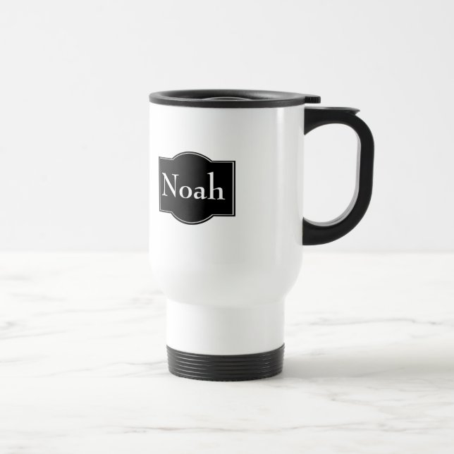Caneca Térmica Rótulo Preto Personalizado (Direita)