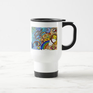 Caneca Térmica Roupas Presentes Psicodélicos dos Anos 60 na Praia
