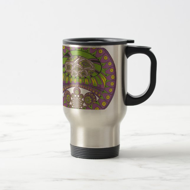 Caneca Térmica Roxo Africano e Caleidoscópio Amarelo Tradicional (Direita)