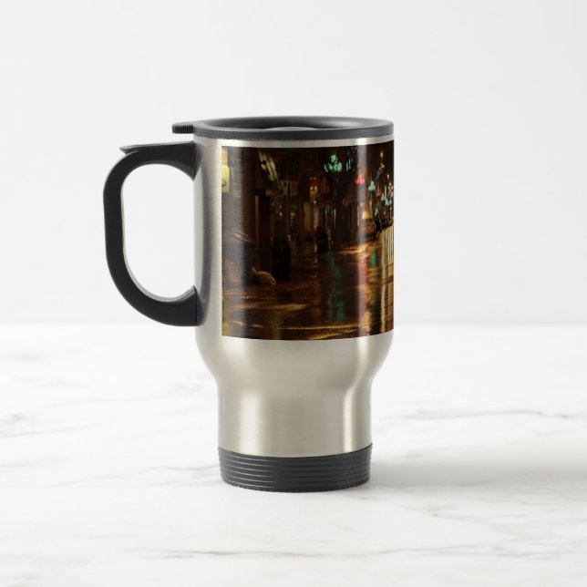 Caneca Térmica Rua da cidade à noite (Esquerda)