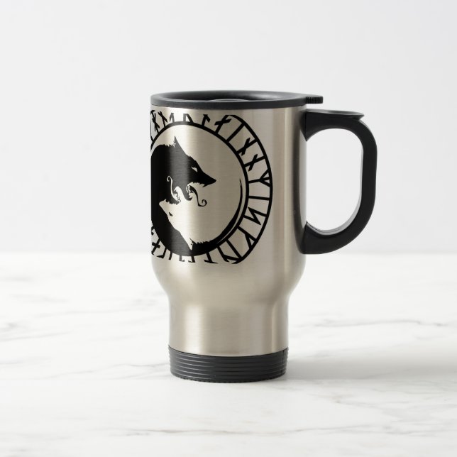 Caneca Térmica Runic Dire Wolf viking nórdicas nórdicas (Direita)
