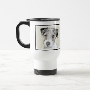 Caneca Térmica Russell Terrier Rough Painting - Arte Original de