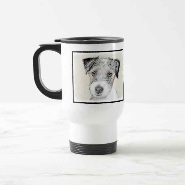 Caneca Térmica Russell Terrier Rough Painting - Arte Original de  (Esquerda)