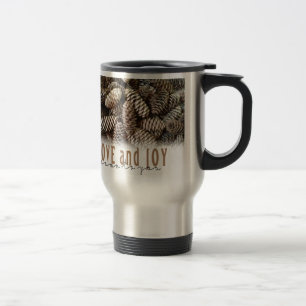 Caneca Térmica Rustic Holiday Love and Joy Pine Cone