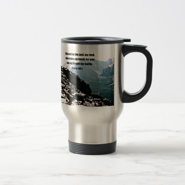 Caneca Térmica Salmo 144:1 Abençoado seja o Senhor... (Direita)
