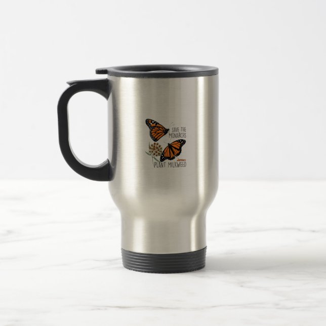 Caneca Térmica Salve Os Monarcas Milkweed Engraçado Flor De Borbo (Esquerda)