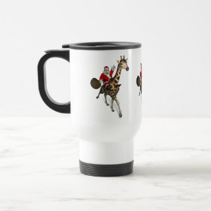 Caneca Térmica Santa Claus Andando Uma Girafa
