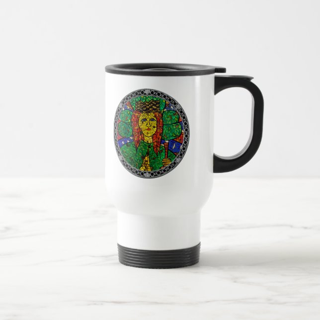 Caneca Térmica Santo padroeiro da rua Dymphna da depressão e da (Direita)