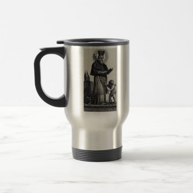 Caneca Térmica Santo Patrício Apóstolo da Irlanda Arte Monocromát (Esquerda)