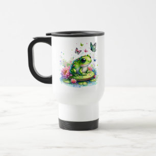 Caneca Térmica Sapo, Flores e Borboletas