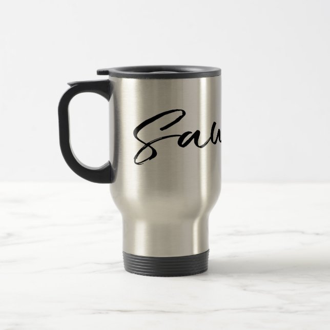 Caneca Térmica Saudade Preto Personalizável (Esquerda)