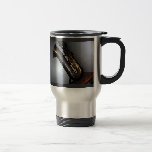 Caneca Térmica - Saxofone antigo "silenciosamente de espera" (Direita)