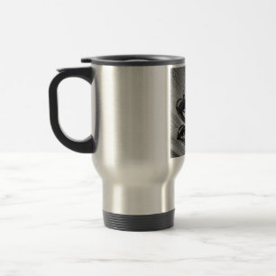 Caneca Térmica Saxofone preto e branco tenor