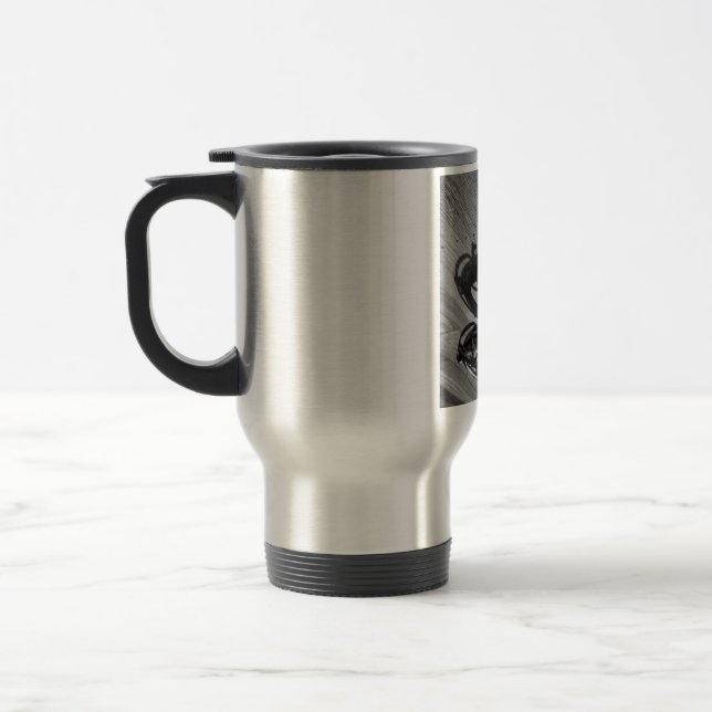 Caneca Térmica Saxofone preto e branco tenor (Esquerda)