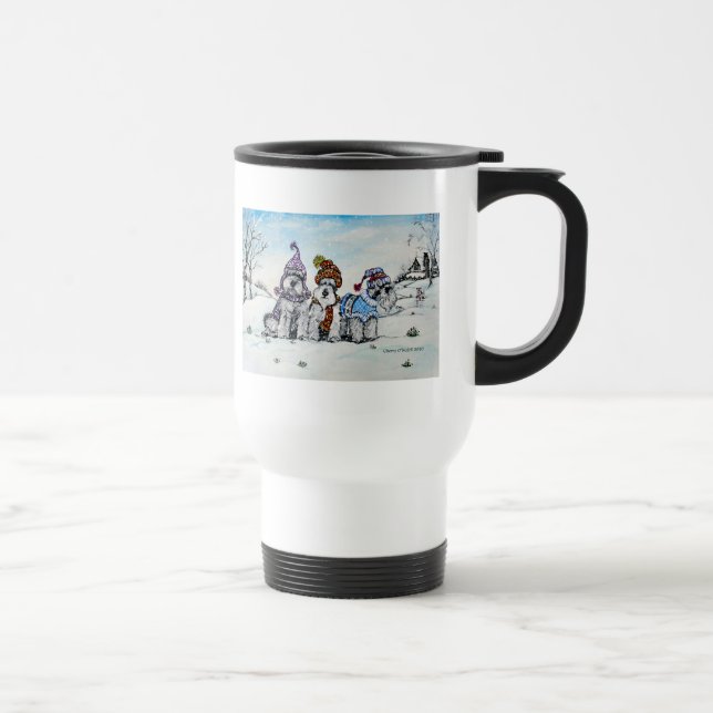 Caneca Térmica Schnauzers no inverno (Direita)