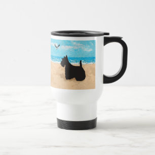 Caneca Térmica Scottie na praia com Seagull
