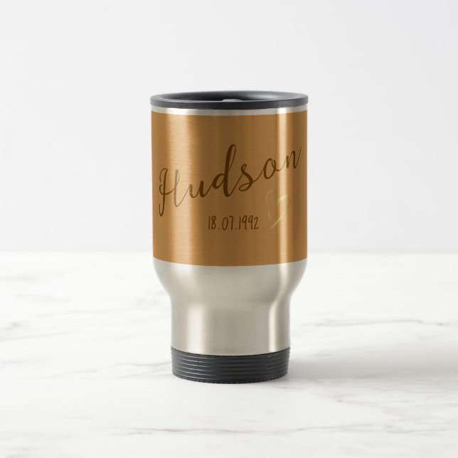 Caneca Térmica Script de Nome Personalizado Moderno (Centro)