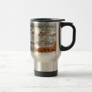 Caneca Térmica Seis Flamingos A Wading Watercolor