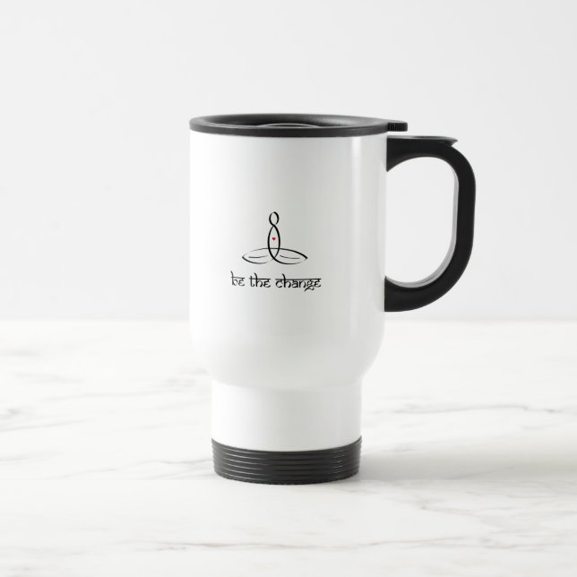 Caneca Térmica Seja a mudança - estilo sânscrito preto (Direita)