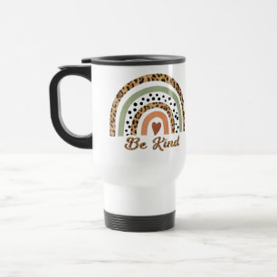 Caneca Térmica Seja gentil com Leopardo, imprima arco-íris para