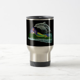 Caneca Térmica Sereia com golfinhos