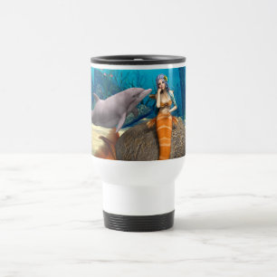 Caneca Térmica Sereia Sonhadora Golfinho Arte Fantasia Subaquátic