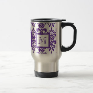 Caneca Térmica Seu monograma, cor damasco roxa escura 2