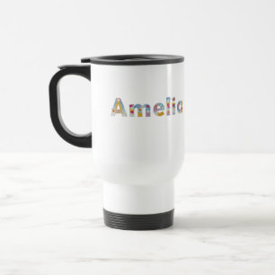 Caneca Térmica Seu nome em letras florais artísticas / Amelia
