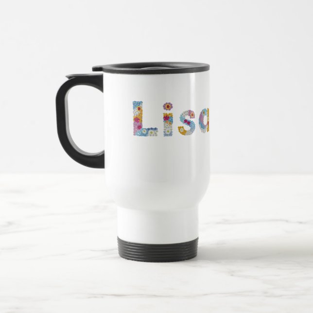 Caneca Térmica Seu nome em letras florais artísticas / Lisa (Esquerda)