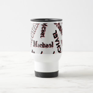 Caneca Térmica Seu padrão de nome monograma cor rosa sombra